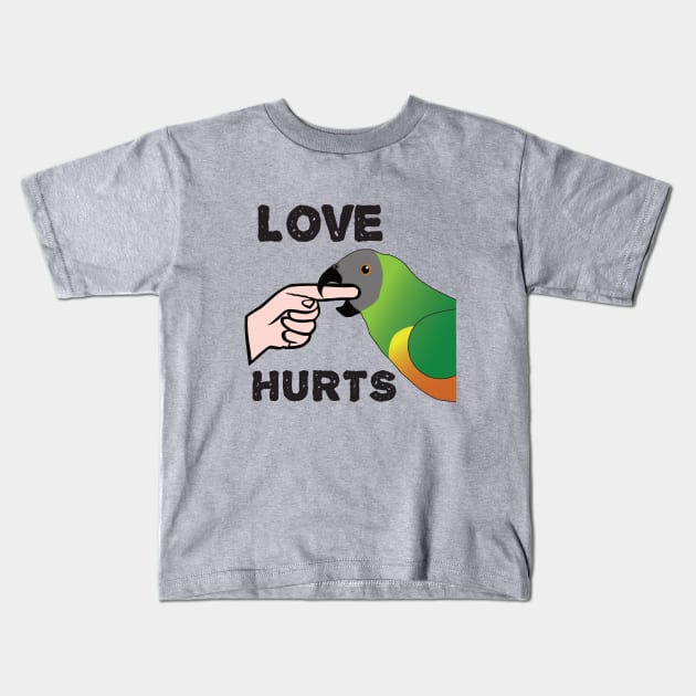 Love Hurts - Senegal Parrot Kids T-Shirt by Einstein Parrot